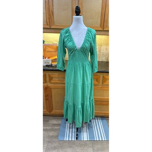 Marine Layer Florence Vintage Slub MIDI Dress Green Spruce Size S NWT - Picture 3 of 7